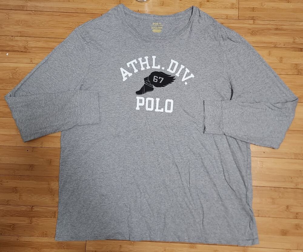 Polo Ralph Lauren Men XXL Grey Heather Athl. Div. P-Wing Graphic Crew-Neck Shirt
